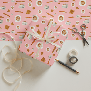 coffee & croissants gift wrap