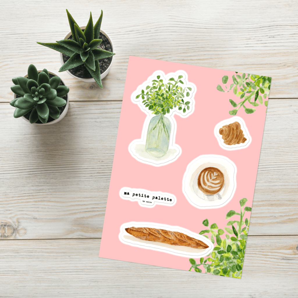 coffee & croissants sticker sheet